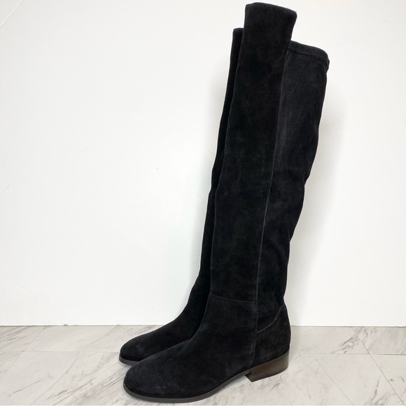 New! Lucky Brand Calypso Black Suede Tall Boot 8 1/2 M - Picture 1 of 14